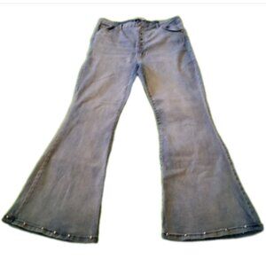 Celebrity Pink Juniors 19/34 Wide Leg Stretch Button Fly High Studded Hem Jeans